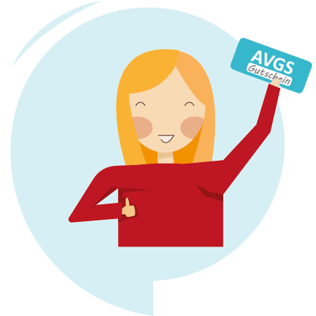 AVGS von der Arbeitsagentur erhalten und direkt starten Glückliche Frau mit dem AVGS-Vermittlungsgutschein von der Arbeitsagentur