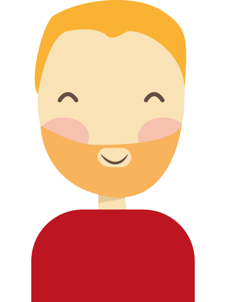 ein Mann mit Bart und rotem Hemd