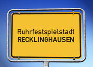 ein gelbes Zeichen mit den Worten Recklinghausen