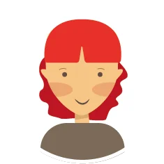 eine Frau mit roten Haaren und einem schwarzen Hemd